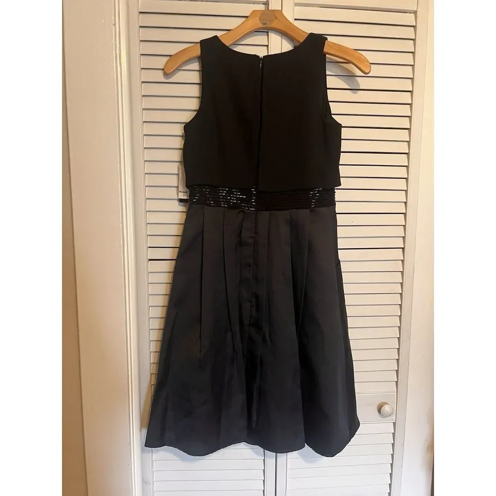 SLNY Women's Size 6 Dress NEW Fit‎ & Flare Sleeveless Overlay Pleated Pockets